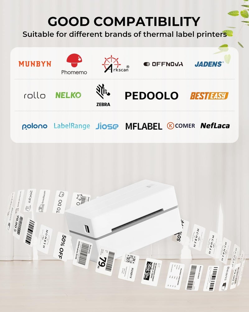 MUNBYN 2x1In Thermal Sticker Labels, Address Barcode Self-Adhesive Label Paper for Direct Thermal Printer and Business, Multi-Purpose Shipping Mailing Name Rectangle White Sticker,6000 Sheets/6 Rolls - Image 3